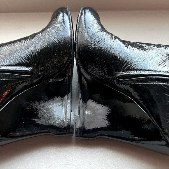 Lanvin Wedge Heeled Black Patent Leather Ankle Boots Side Zip Women EU 39 US 8 - Picture 8 of 15